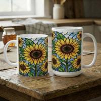 Sunflower Cups Set - Large and Small Mugs