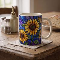 Sunflower Cups Set -  Large and Small Ceramic Mugs