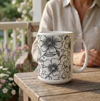 Floral Cups -  Large and Small Ceramic Mugs