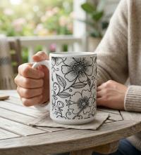 Floral Cups -  Large and Small Ceramic Mugs