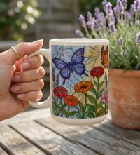 Butterfly Cups, Large and Small Mug Set