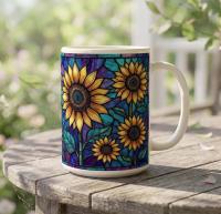 Sunflower Cups Set -  Large and Small Ceramic Mugs