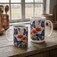 Butterfly Cups, Large and Small Mug Set