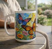 Butterfly Cups, Large and Small Mug Set