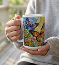Butterfly Cups, Large and Small Mug Set