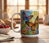 Butterfly Cups, Large and Small Mug Set