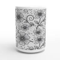 Floral Cups -  Large and Small Ceramic Mugs