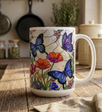 Butterfly Cups, Large and Small Mug Set