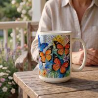 Butterfly Cups Set -  Large and Small Ceramic Mugs