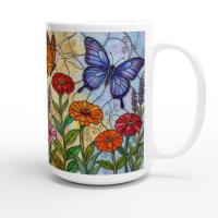 Set of Big Mugs, Butterfly Cup Set, Large 15 oz Matching Cups