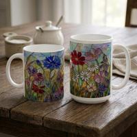 Floral Cups -  Large and Small Ceramic Mugs