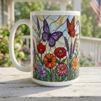 Butterfly Cups Set -  Large and Small Ceramic Mugs
