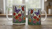 Butterfly Cups Set -  Large and Small Ceramic Mugs