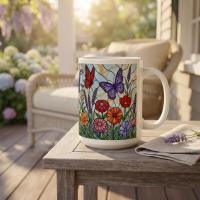 Butterfly Cups Set -  Large and Small Ceramic Mugs
