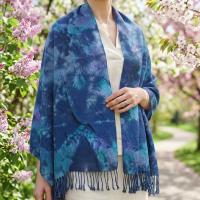 Hand Dyed Tie Dye Pashmina, Blanket Shawl, Wide Scarf, Head Wrap - Rayon Shawl