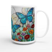 Set of Big Mugs, Butterfly Cup Set, Large 15 oz Matching Cups