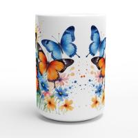 Set of Big Mugs, Butterfly Cup Set, Large 15 oz Matching Cups