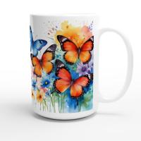 Set of Big Mugs, Butterfly Cup Set, Large 15 oz Matching Cups