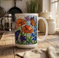 Set of Big Mugs, Butterfly Cup Set, Large 15 oz Matching Cups