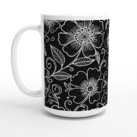 Set of Big Mugs, Floral Cup Set, Large 15 oz Matching Cups