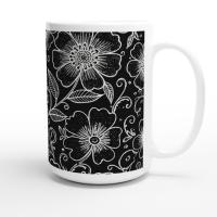 Set of Big Mugs, Floral Cup Set, Large 15 oz Matching Cups