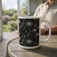 Set of Big Mugs, Floral Cup Set, Large 15 oz Matching Cups