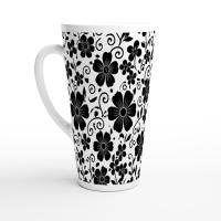 Set of 3 Cups, Floral, Large 17oz Latte Ceramic Mugs - Extra Tall Cup Set