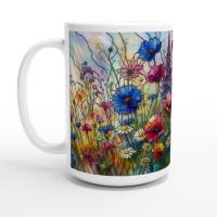 Set of Big Mugs, Floral Cup Set, Large 15 oz Matching Cups
