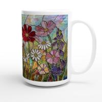 Set of Big Mugs, Floral Cup Set, Large 15 oz Matching Cups