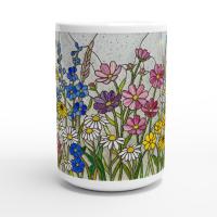 Set of Big Mugs, Floral Cup Set, Large 15 oz Matching Cups