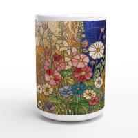 Set of Big Mugs, Floral Cup Set, Large 15 oz Matching Cups