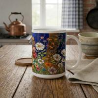 Set of Big Mugs, Floral Cup Set, Large 15 oz Matching Cups