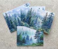 Forest Greeting Cards, Set of 4, Botanical Art, Blank Gift Cards