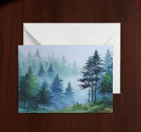 Forest Greeting Cards, Set of 4, Botanical Art, Blank Gift Cards