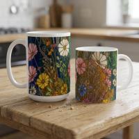 Floral Cups -  Large and Small Ceramic Mugs