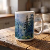 Forest Cups Set -  Large and Small Ceramic Mugs