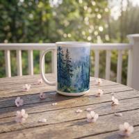 Forest Cups Set -  Large and Small Ceramic Mugs