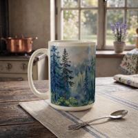 Forest Cups Set -  Large and Small Ceramic Mugs