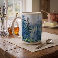 Forest Cups Set -  Large and Small Ceramic Mugs