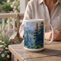 Forest Cups Set -  Large and Small Ceramic Mugs