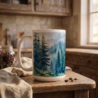 Forest Cups Set -  Large and Small Ceramic Mugs