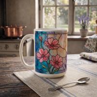 Floral Cups -  Large and Small Ceramic Mugs