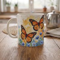 Butterfly Cups Set -  Large and Small Ceramic Mugs