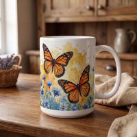 Butterfly Cups Set -  Large and Small Ceramic Mugs