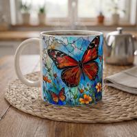 Butterfly Cups Set -  Large and Small Ceramic Mugs
