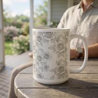 Roses, Floral Mugs, Large and Small Cup Set