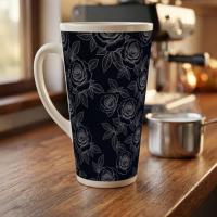 Roses - Large Latte Mug - Coffee or Tea Cup, 17oz Ceramic, Extra Tall