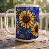 Sunflower Cups Set -  Large and Small Ceramic Mugs