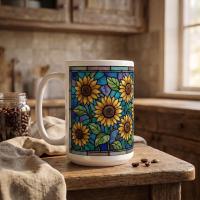 Sunflower Cups Set -  Large and Small Ceramic Mugs