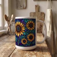 Sunflower Cups Set -  Large and Small Ceramic Mugs